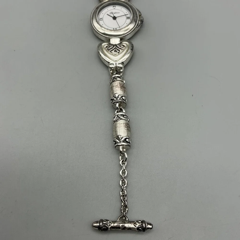 Brighton Bristol Womens Watch 25mm White Dial Silver Tone Hearts New Battery